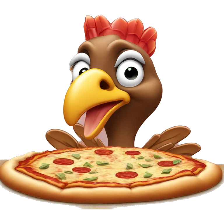A turkey eating pizza ￼ emoji