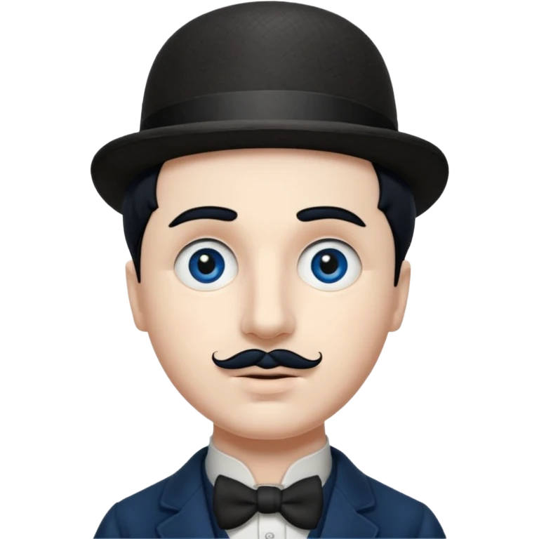 Charlie Chaplin dark blue eyes, black hair emoji