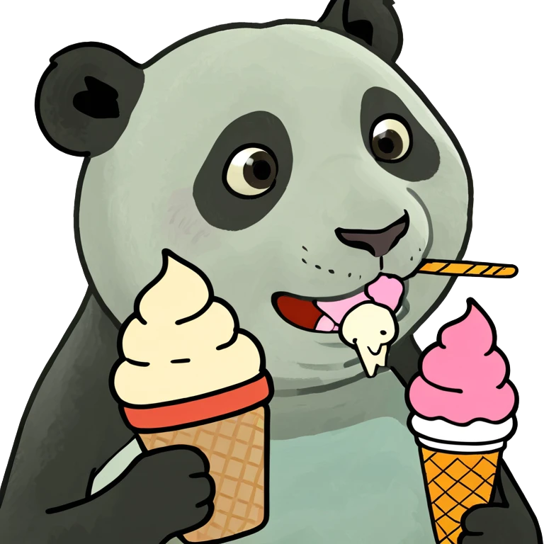 Panda eating ice cream emoji