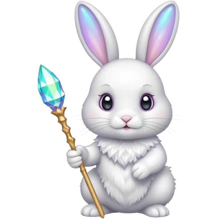 White bunny with wand and with cristals emoji