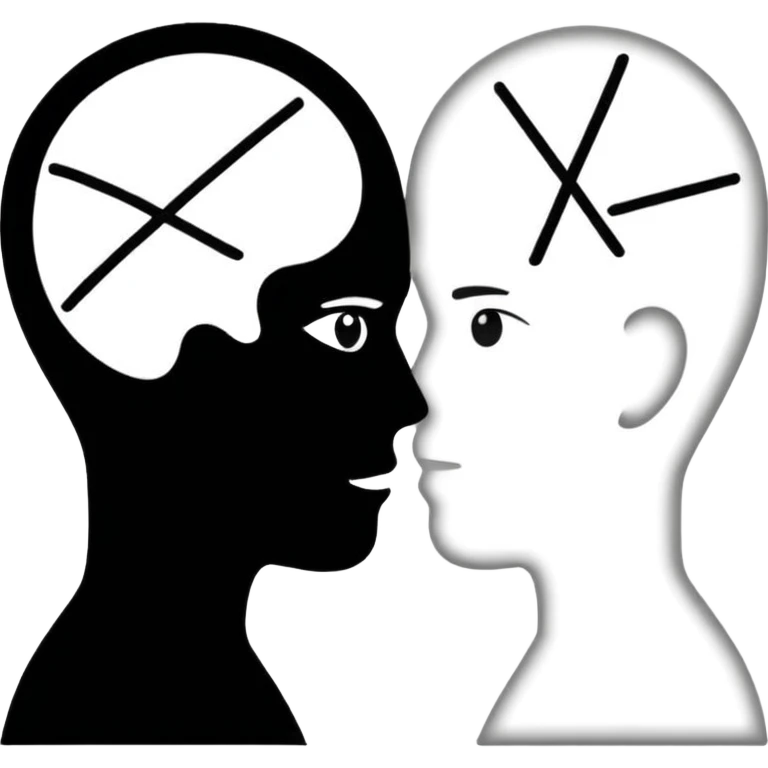 two silhouettes with intersecting speech lines emoji