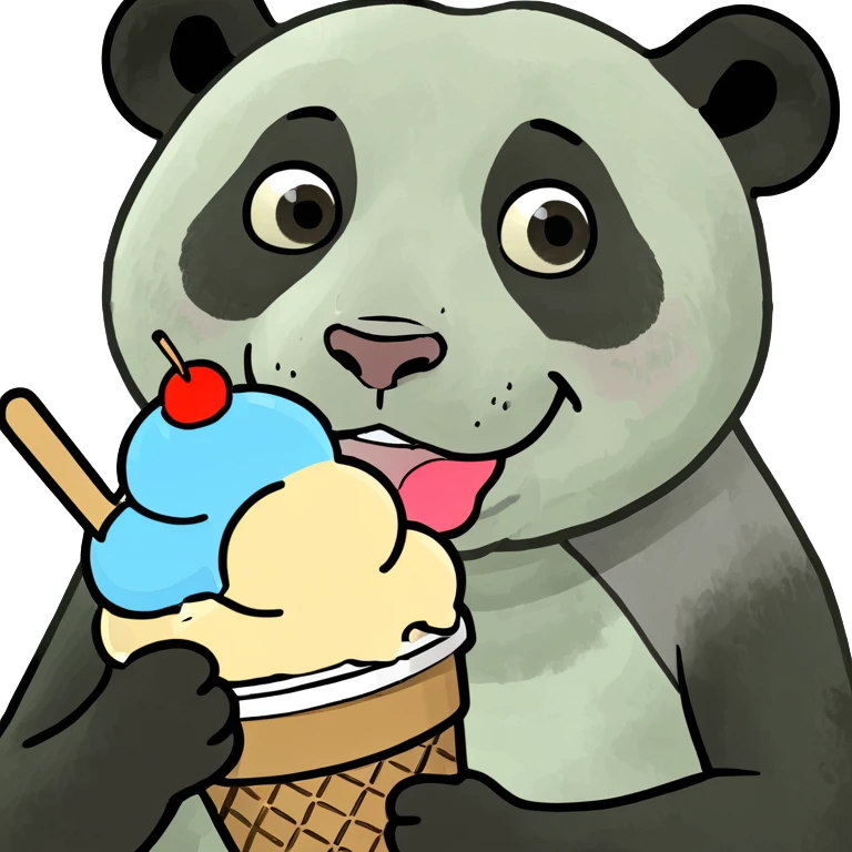 Panda eating ice cream emoji