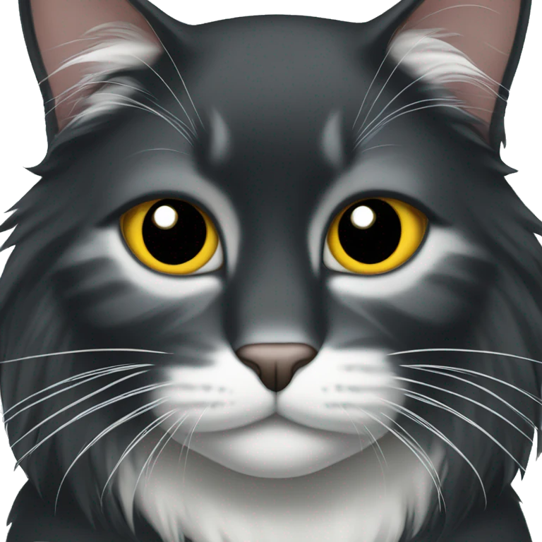 black long hair cat with black and white muzzle emoji