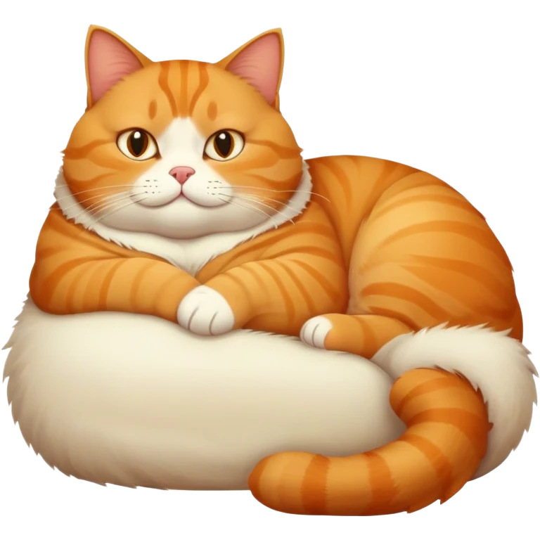 Fat lazy cat lounging emoji