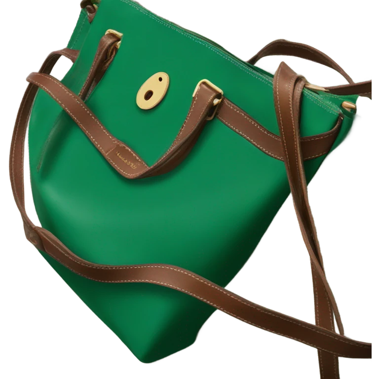 Longchamp le pliage green emerald with brown strap emoji