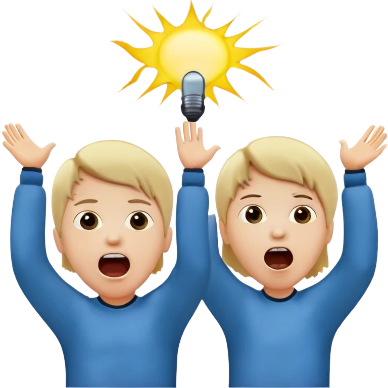 two children scream loudly looking up at full height emoji