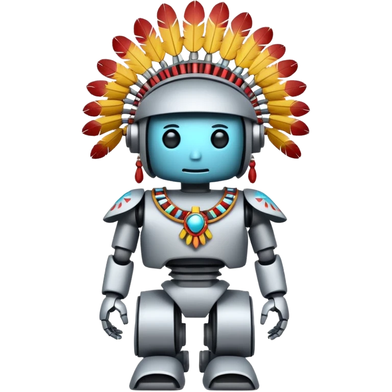 Full Robotic figure wearing native American regalia emoji