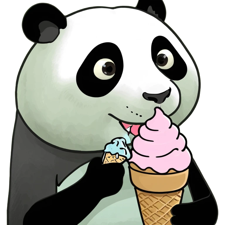 Panda eating ice cream emoji