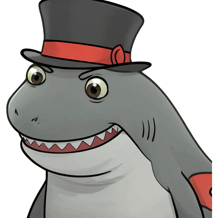 Shark with a top hat emoji
