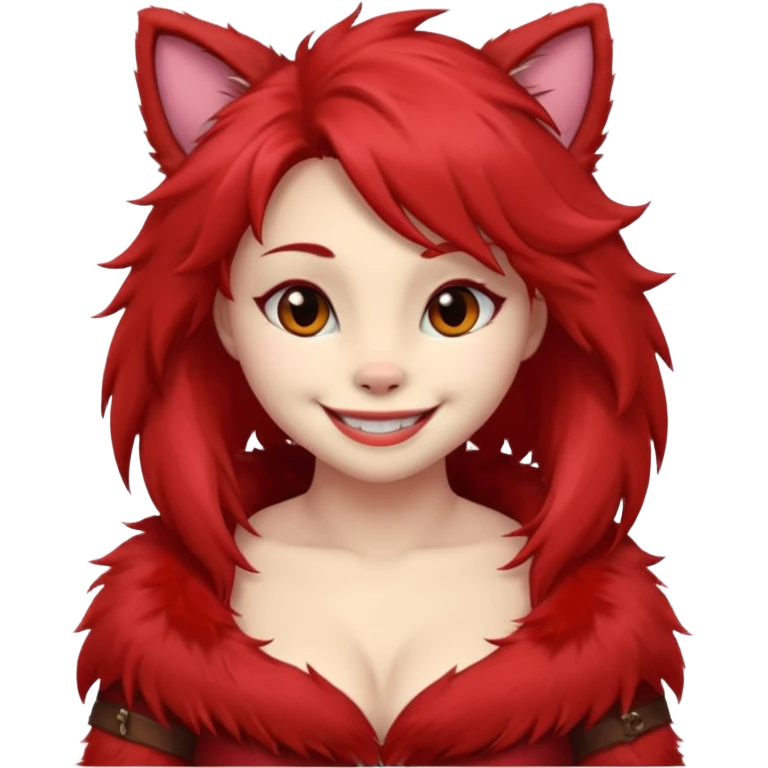 Furry humanoïde pelage rouge femelle poitrine moyenne très sexy emoji