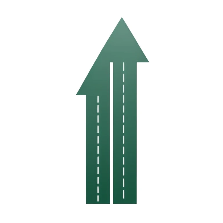 minimalist white growth chart with single dark green upward arrow, no steps emoji