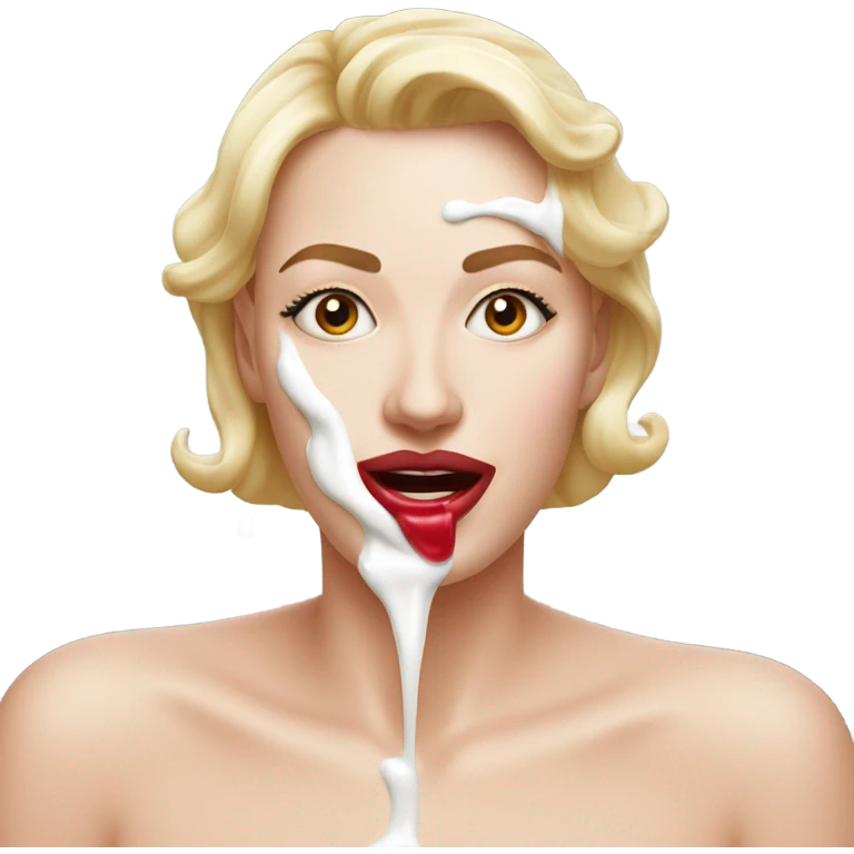 Lipstick Face covered in milk liquid emoji