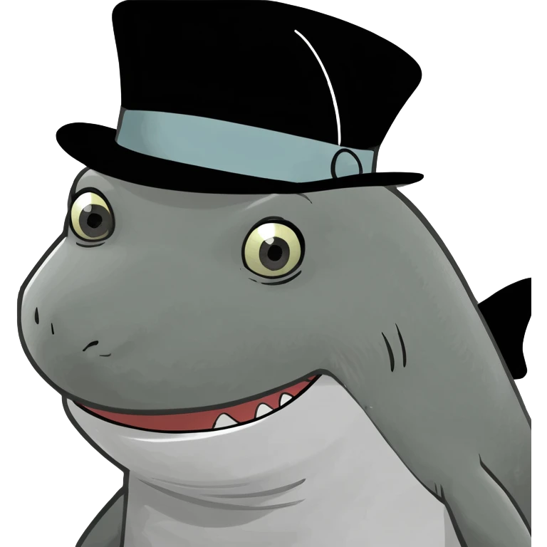 Shark with a top hat emoji