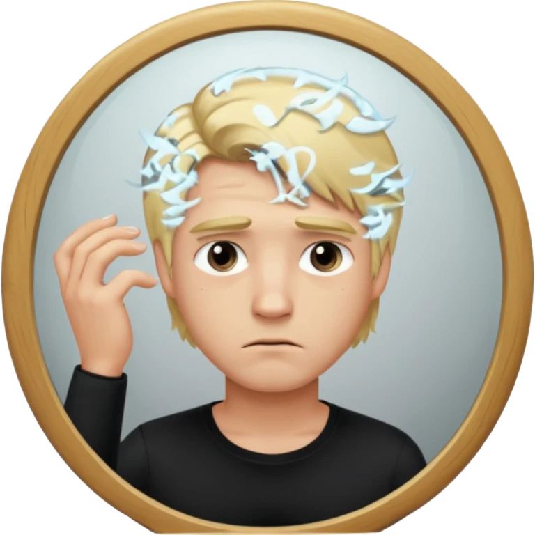 mirror selfie sad men blond hairs emoji