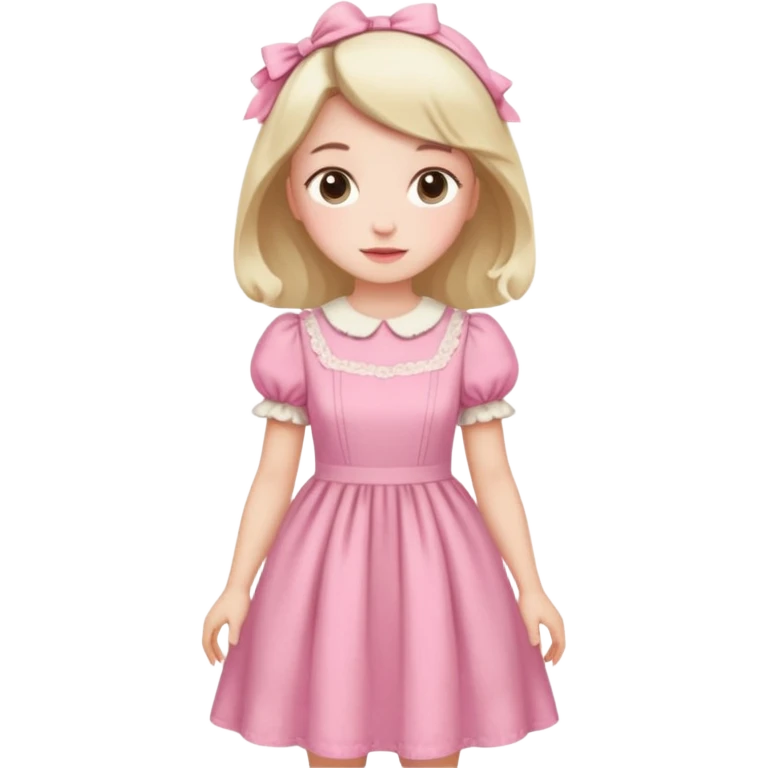 Cottagecore style ultra cute vintage material pink dress emoji