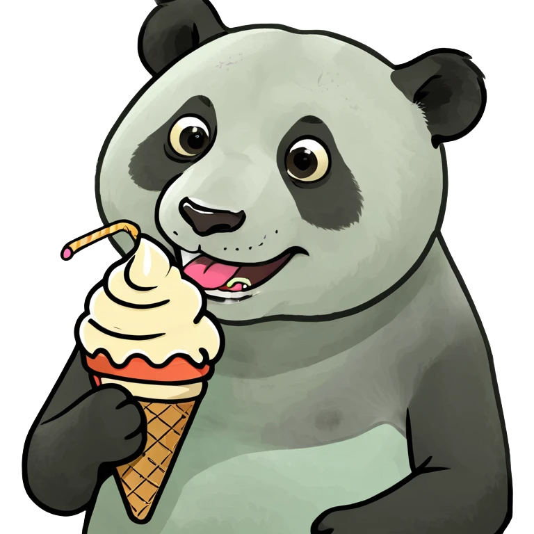Panda eating ice cream emoji