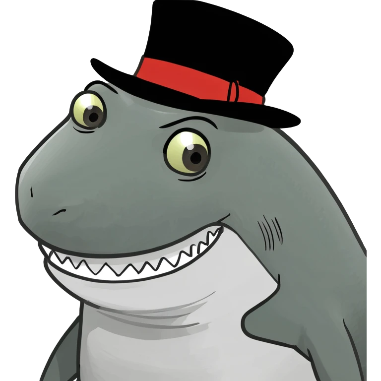 Shark with a top hat emoji