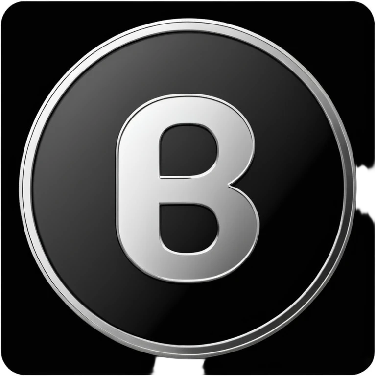 Emoji icon of a metal coin with engraved letter 8, minimalist style, isolated, only black color emoji