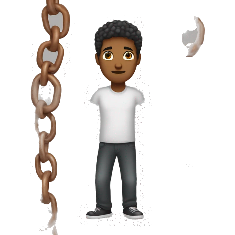 brown man with broken chains around his wrists emoji