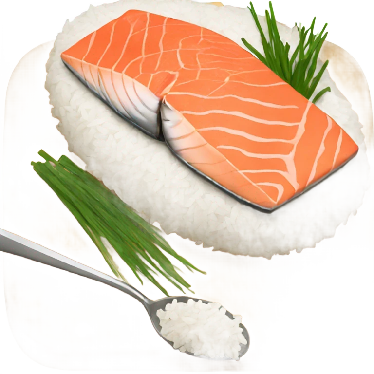 eating salmon with rice emoji