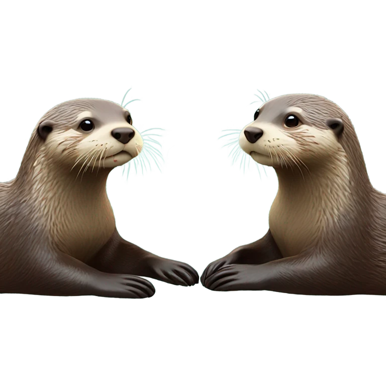 Two Otters making a heart shape with bodies emoji