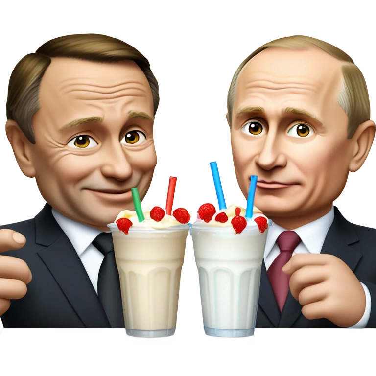 Vladimir Putin and Gerhard Schröder drinking a milkshake sharing straws emoji
