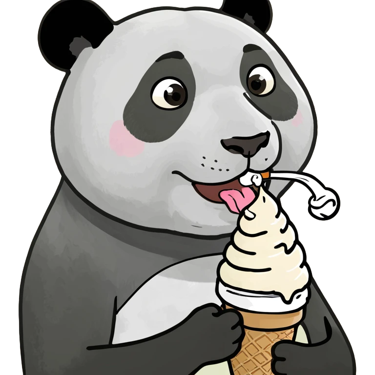 Panda eating ice cream emoji