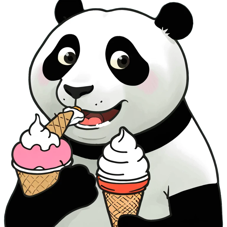 Panda eating ice cream emoji