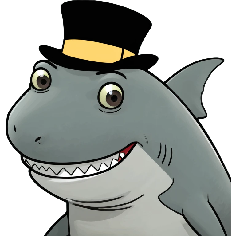 Shark with a top hat emoji