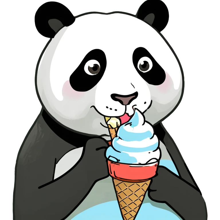 Panda eating ice cream emoji