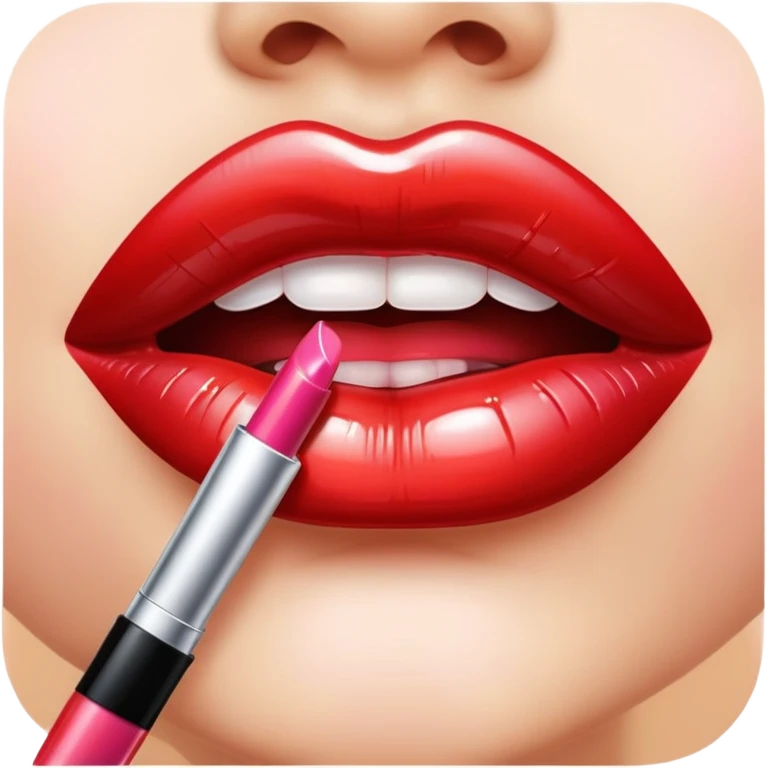 Lips with lip gloss and with lip liner  emoji