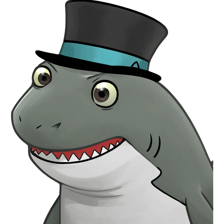 Shark with a top hat emoji