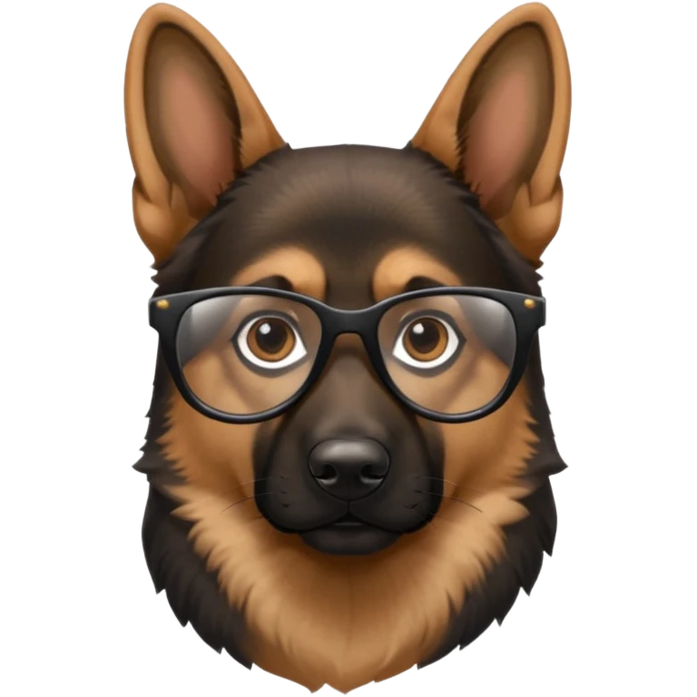 German shepherd wearing cool glasses emoji
