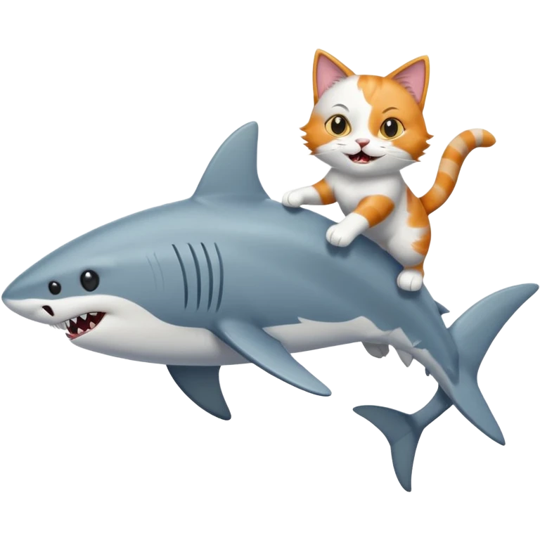 A cat jumping over a shark emoji