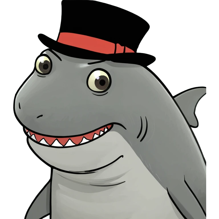 Shark with a top hat emoji
