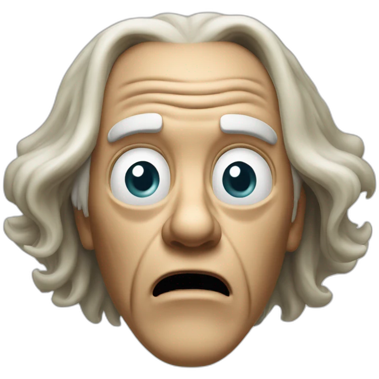 Just the head of Doc brown from back to the future looking shocked and his mouth wide open. No eye-ware. Long hair emoji