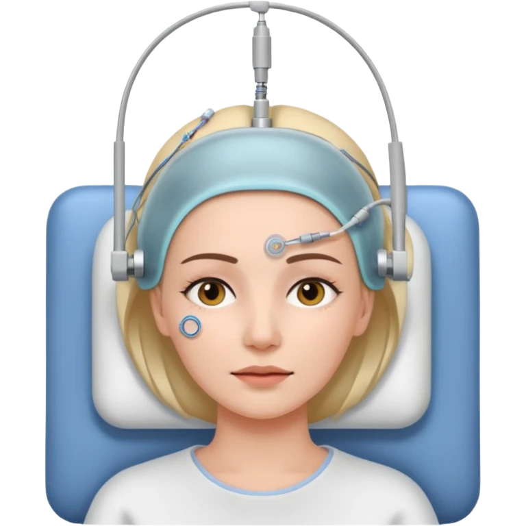 woman sleeping polysomnography sleep test with electrodes attached to head emoji