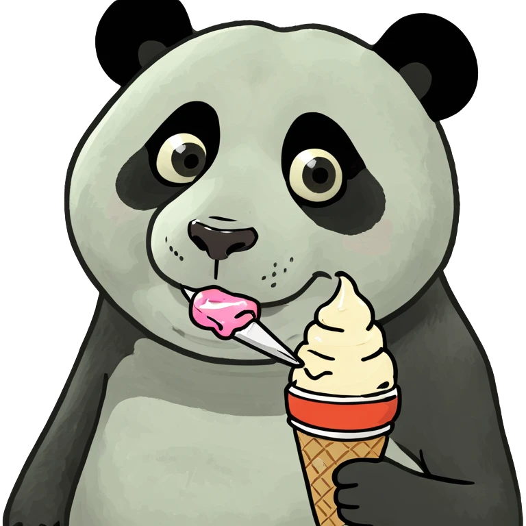 Panda eating ice cream emoji