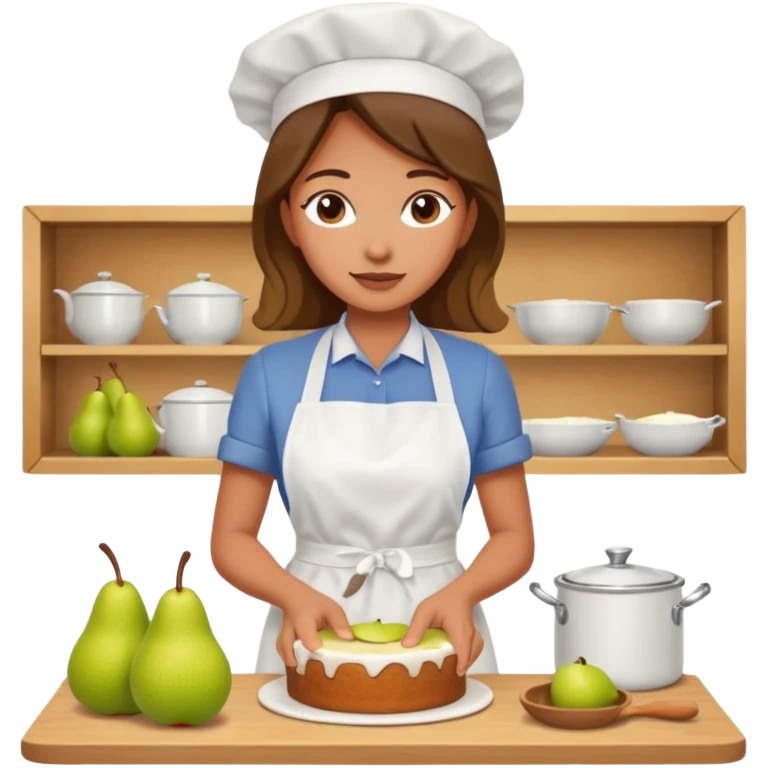 woman making pear cake emoji