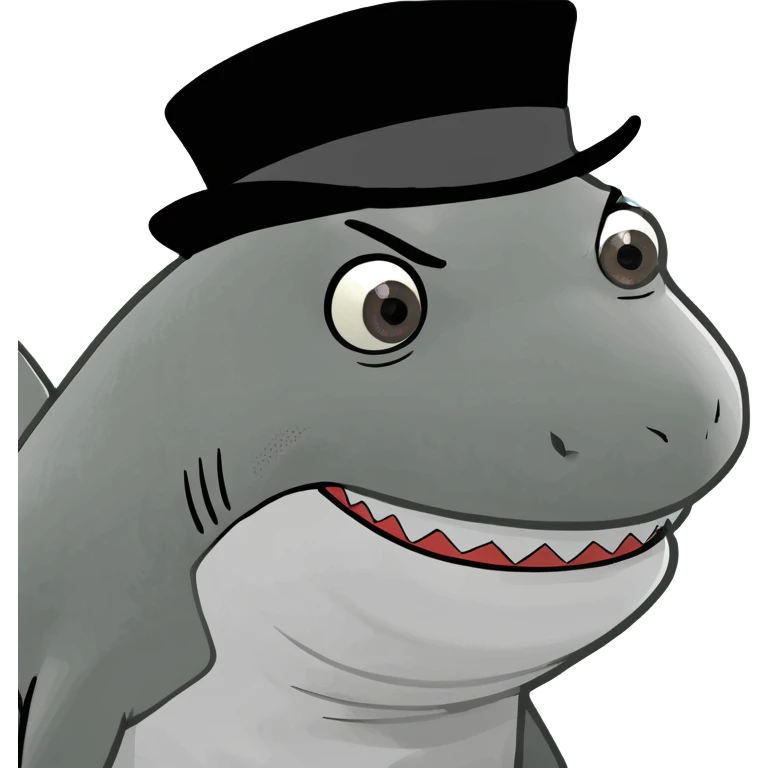 Shark with a top hat emoji