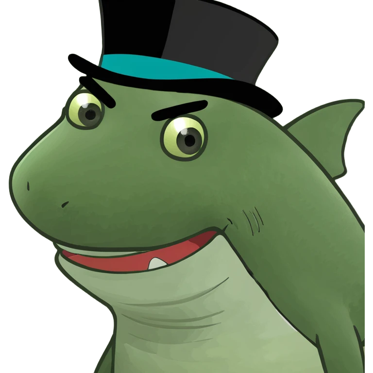 Shark with a top hat emoji