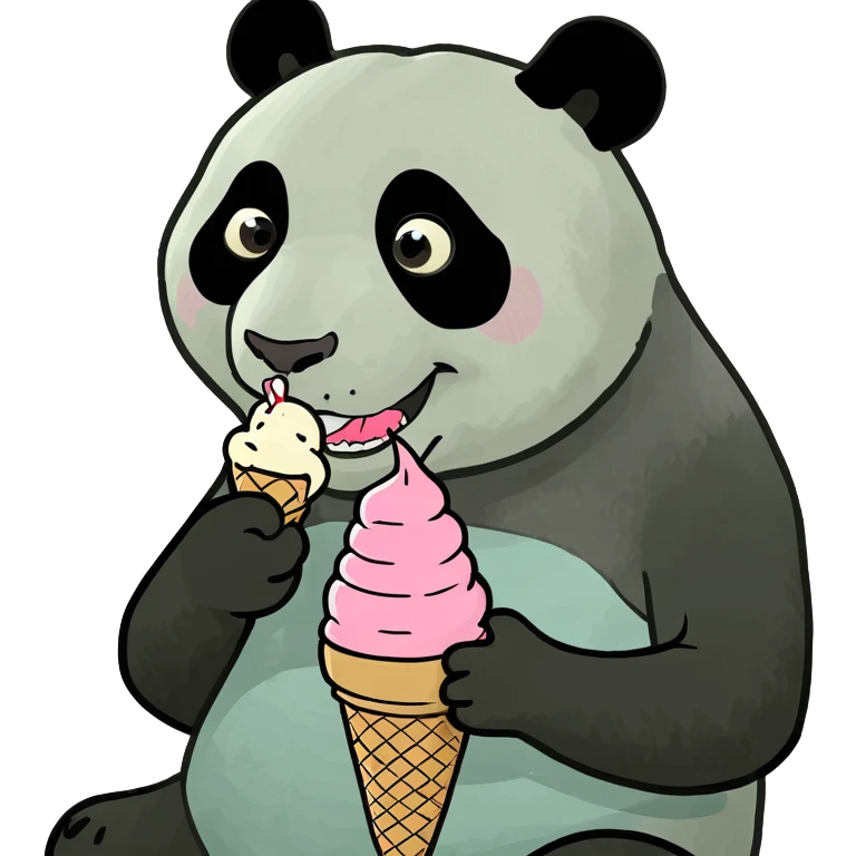 Panda eating ice cream emoji