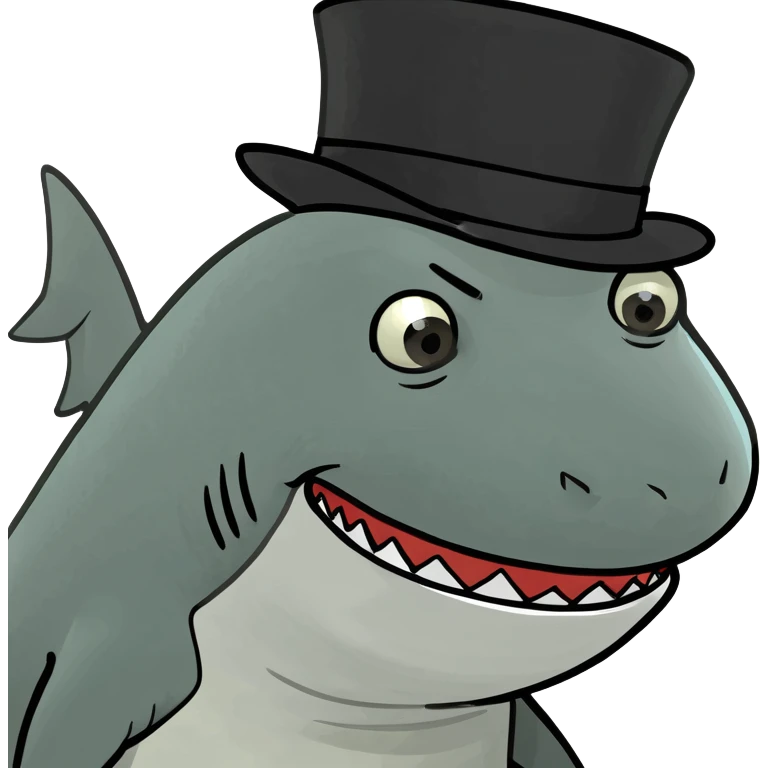 Shark with a top hat emoji
