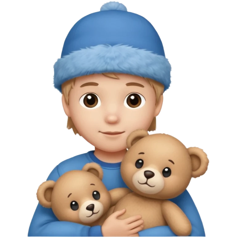 kid wearing hat with teddy bear  emoji