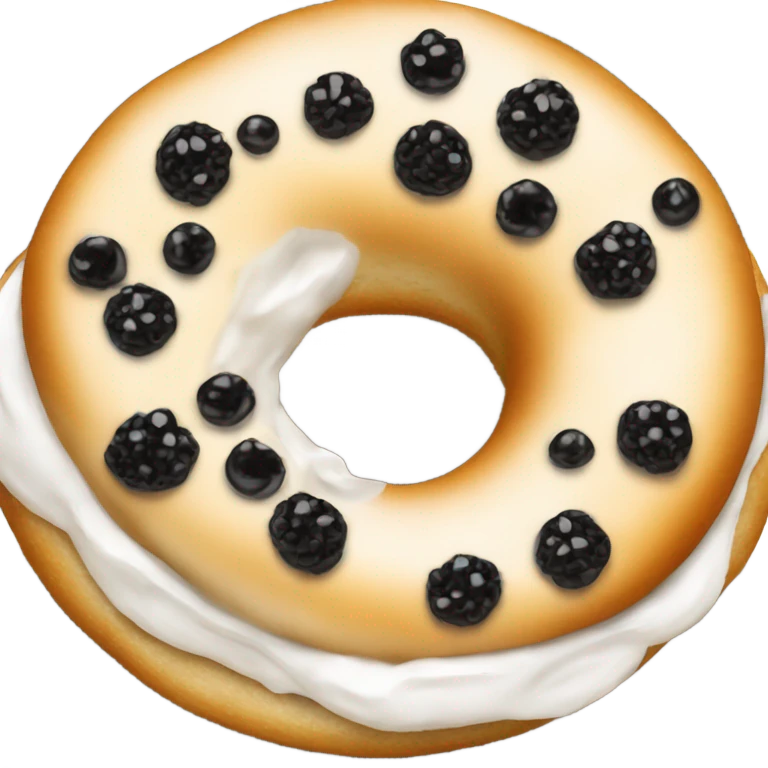 Give me an open bagel with cream cheese and caviar emoji