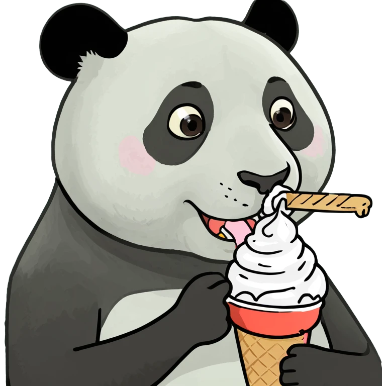 Panda eating ice cream emoji