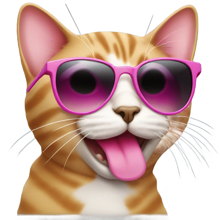 Cat with ticket tongue and sunglasses emoji