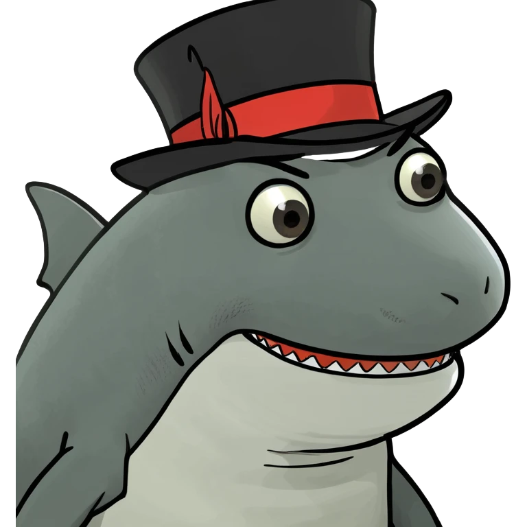 Shark with a top hat emoji