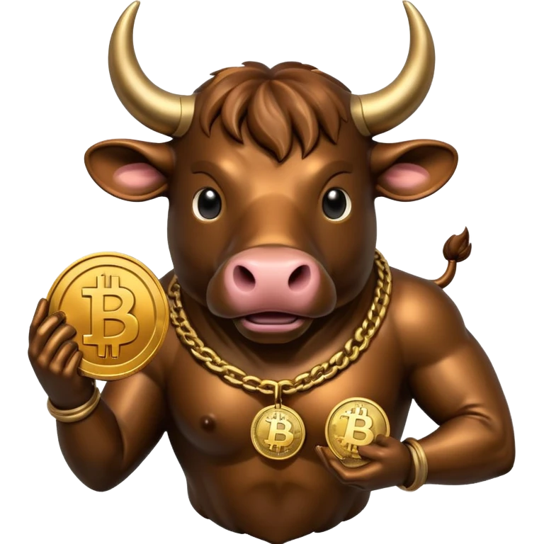 bull holding a bitcoin coin emoji