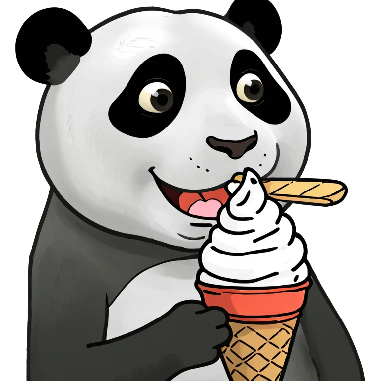 Panda eating ice cream emoji